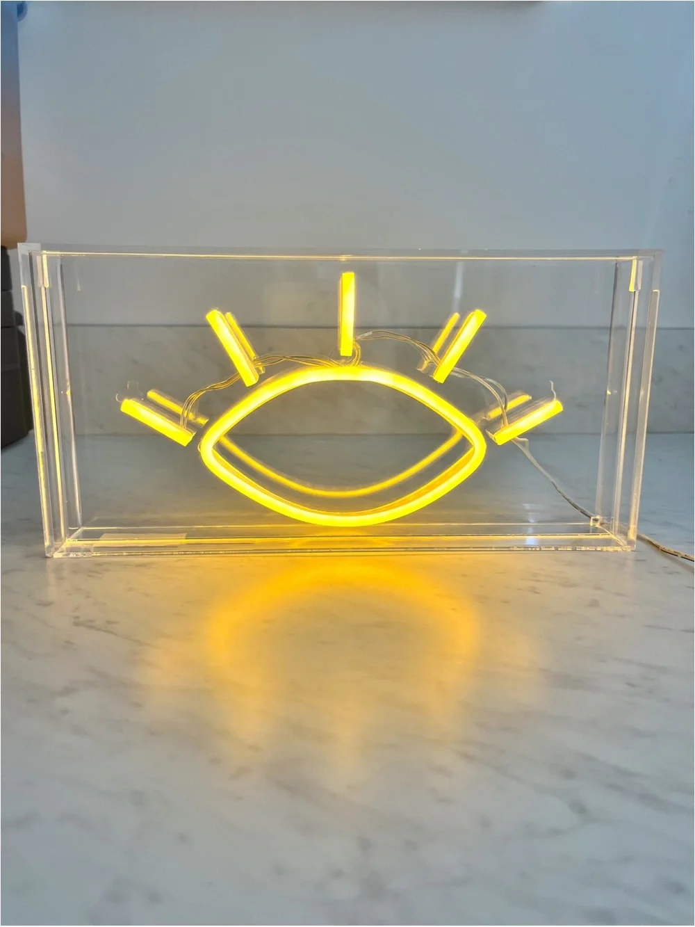 Modern Boho Yellow Evil Eye LED Neon Sign Acrylic Box USB Powered Decor